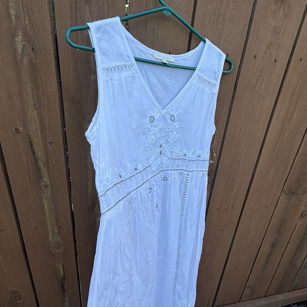 Flint & Moss Cotton Embroidered Size Small Wedding Beach Maxi Dress Boho Hippie - Picture 5 of 9